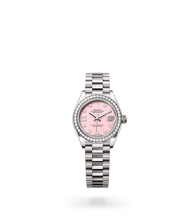 Lady‑Datejust - Oyster, 28 mm, or gris et diamants